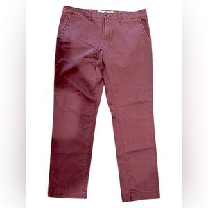 Tailor Vintage Men Pants Sz 34 x 30 Slim Fit maroon color Button Pockets